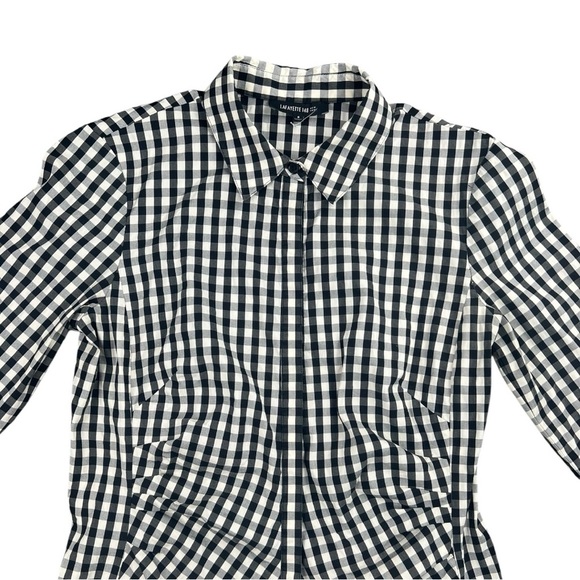 Lafayette 148 Women's Leigh Gingham Plaid Button Down Top In Size 6 - Picture 3 of 9